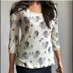 Anthropologie Postmark Forest Squirrel Top Shirt